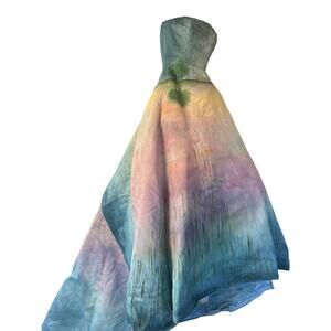 Hand-Painted One of a kind Strapless Beaded Sunset Ombre Gown -Art Couture Sz 6